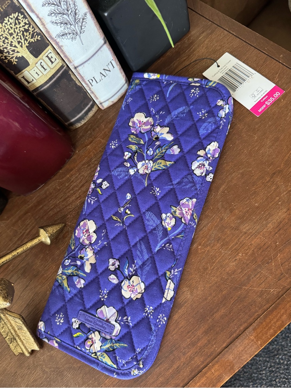 Vera Bradley Curling And Flat Iron Cover Purple Floral Cotton Quilted Wallet NWT